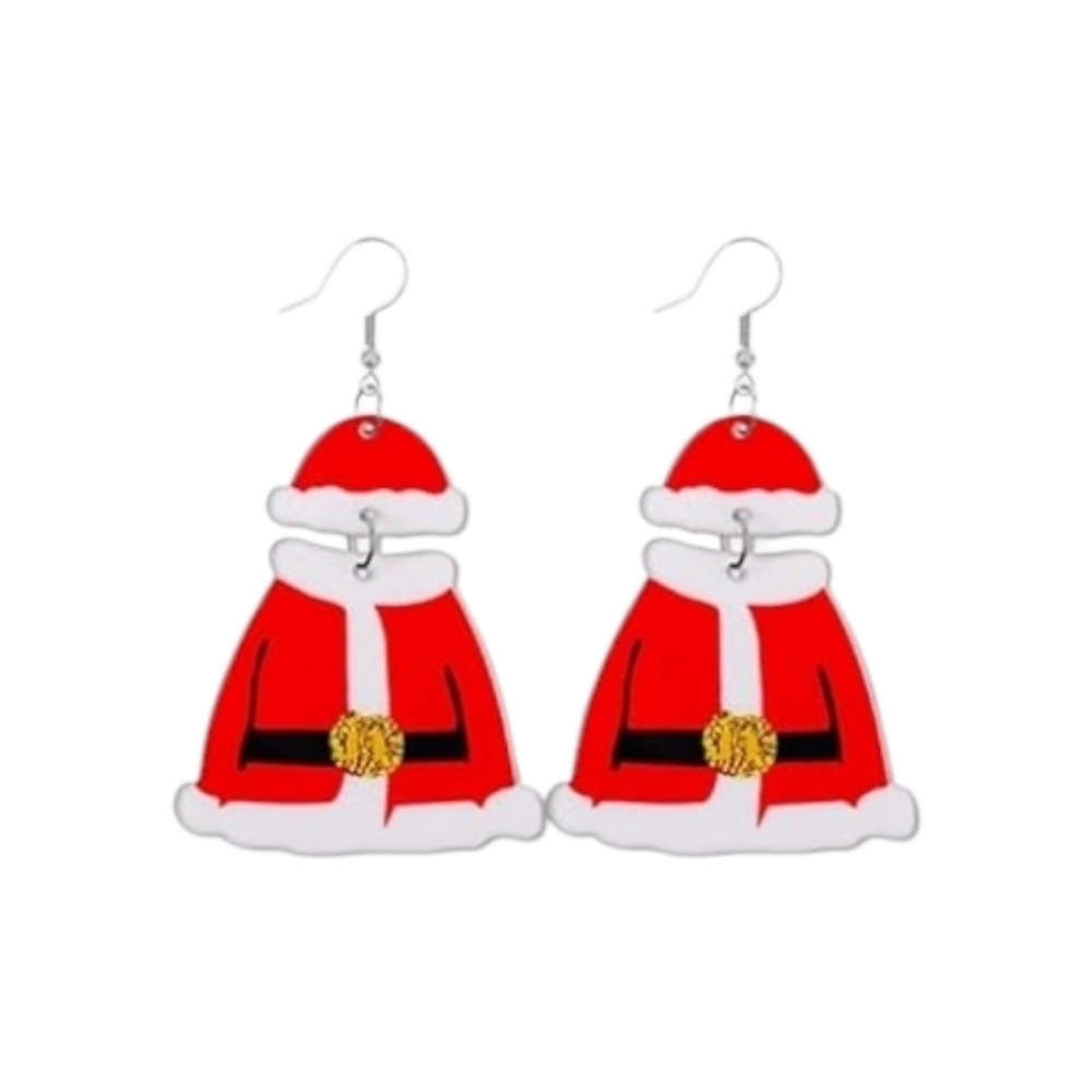 Acrylic Santa Outfit Christmas Dangle Earrings